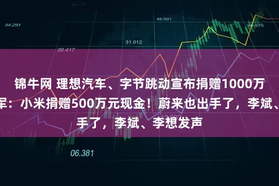 锦牛网 理想汽车、字节跳动宣布捐赠1000万救灾！雷军：小米捐赠500万元现金！蔚来也出手了，李斌、李想发声